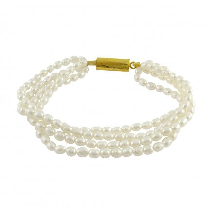 White Pearl Bracelet | Opulent Quartet White Pearl Bracelet