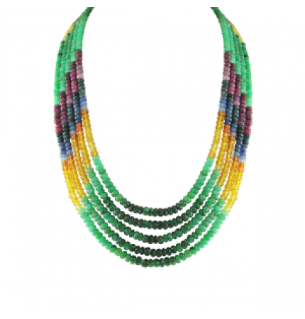 Multi Color Gemstone 5-String Necklace | Opulent Gemstone Symphony 5-String Necklace