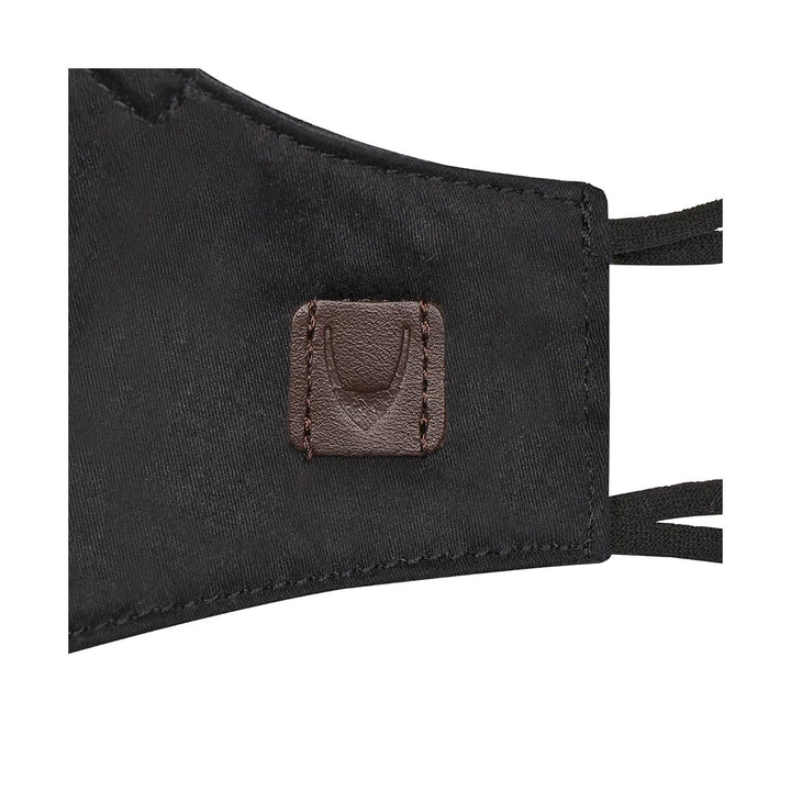 Satin Cotton Black Face Mask | Leather-Accented Cotton Mask
