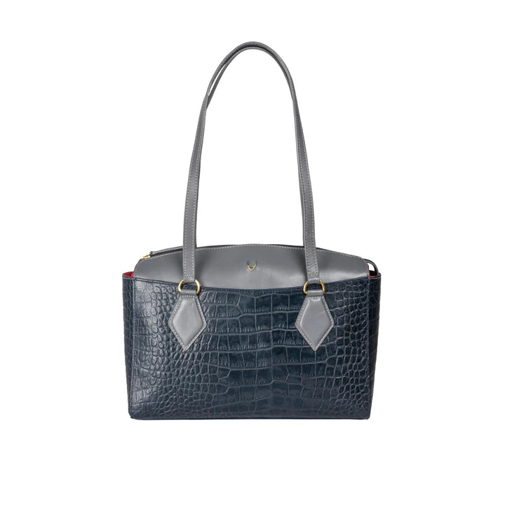Blue Leather Tote Bag | Quirky Cutout Mn Blue Croco Tote