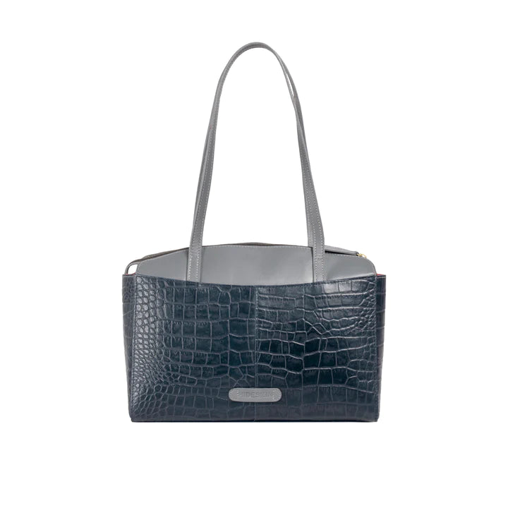 Blue Leather Tote Bag | Quirky Cutout Mn Blue Croco Tote