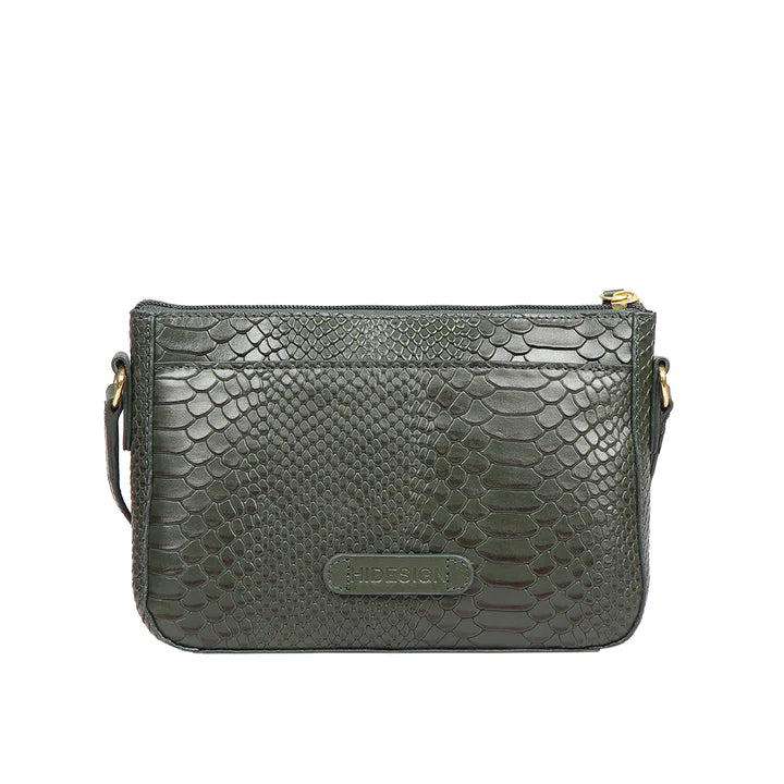 Green Leather Sling Bag | Fiery Emerald Snake Leather Sling Bag