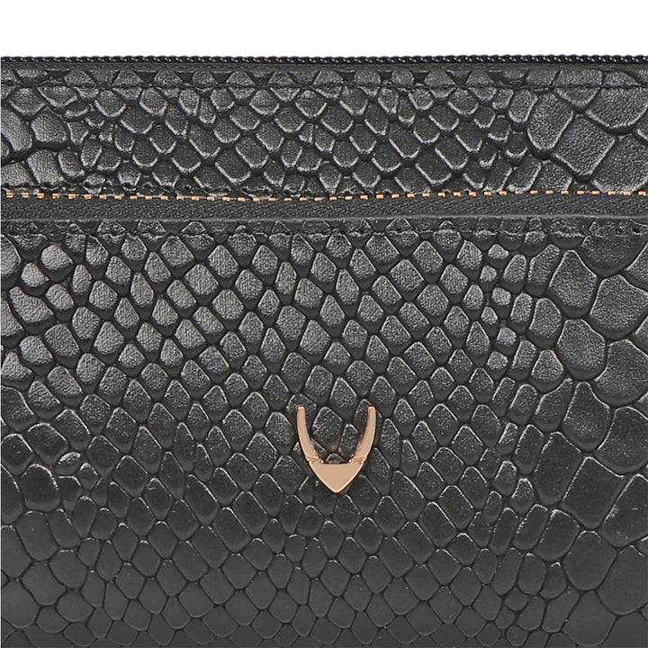 Black Leather Zip Around Wallet | Fiery Serpent Zip Around Wallet