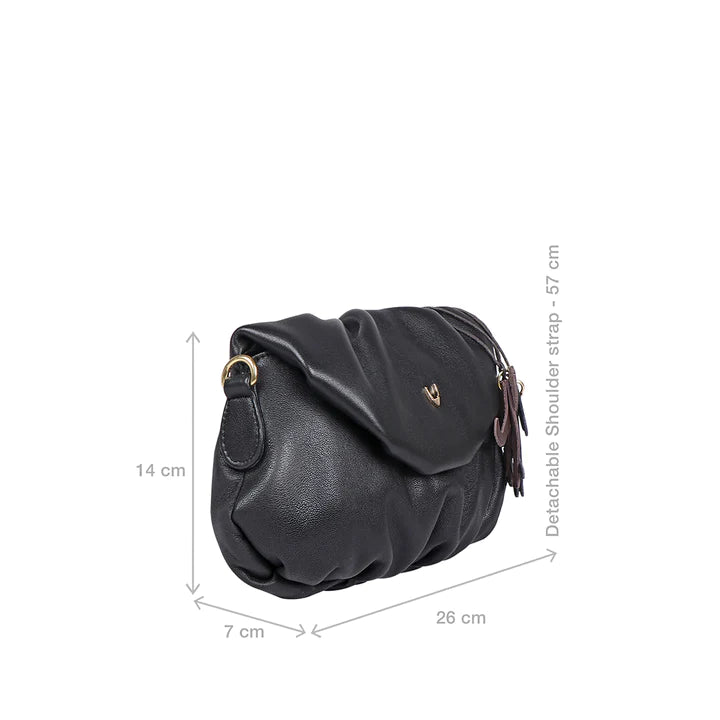 Black Leather Sling Bag | Refined Black Lamb Sling Bag