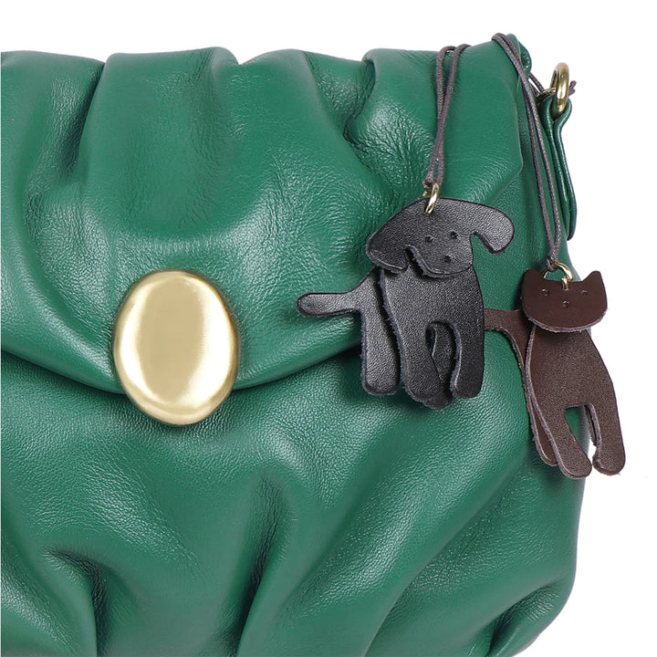 Green Leather Sling Bag | Contemporary Lamb Leather Sling Bag