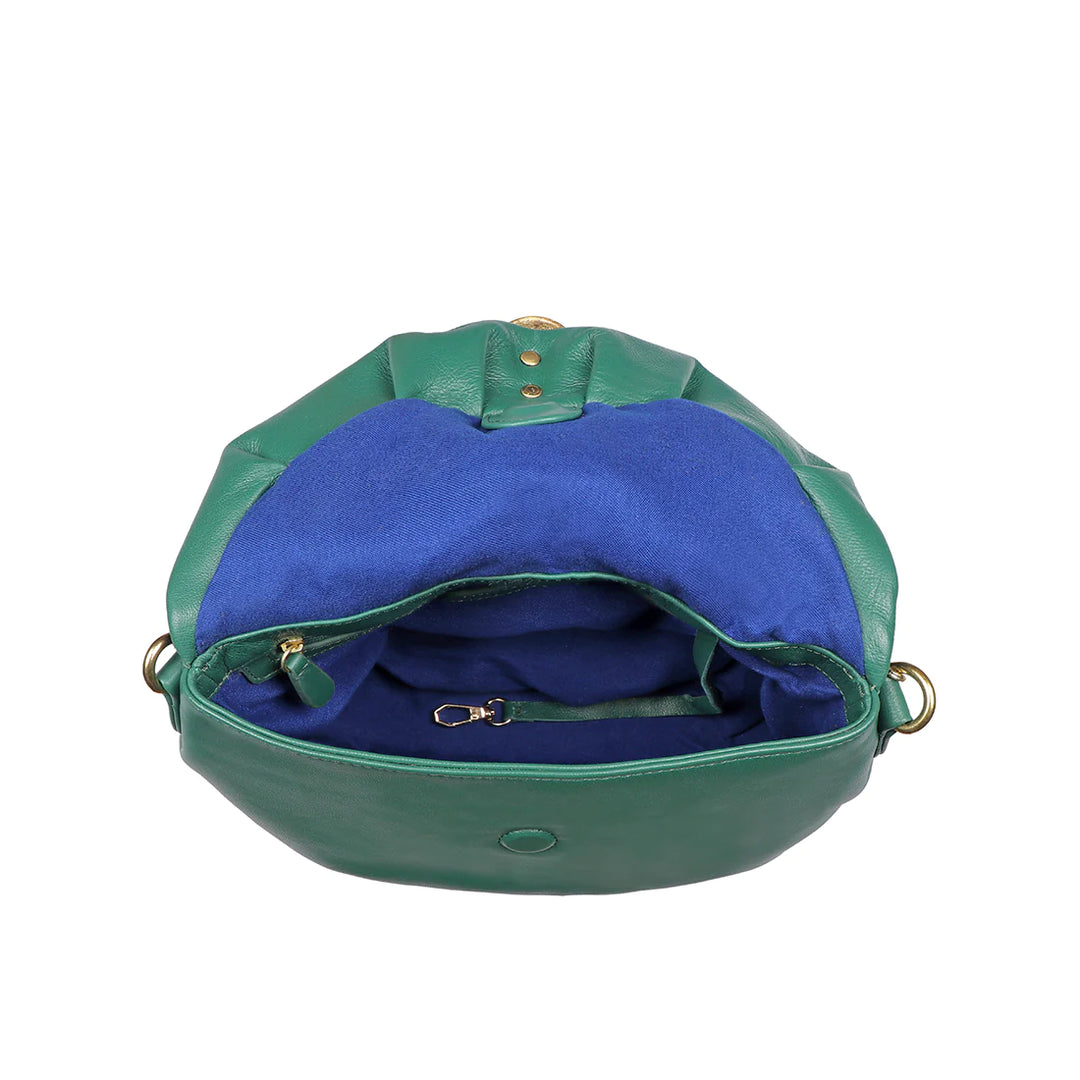 Green Leather Sling Bag | Contemporary Lamb Leather Sling Bag