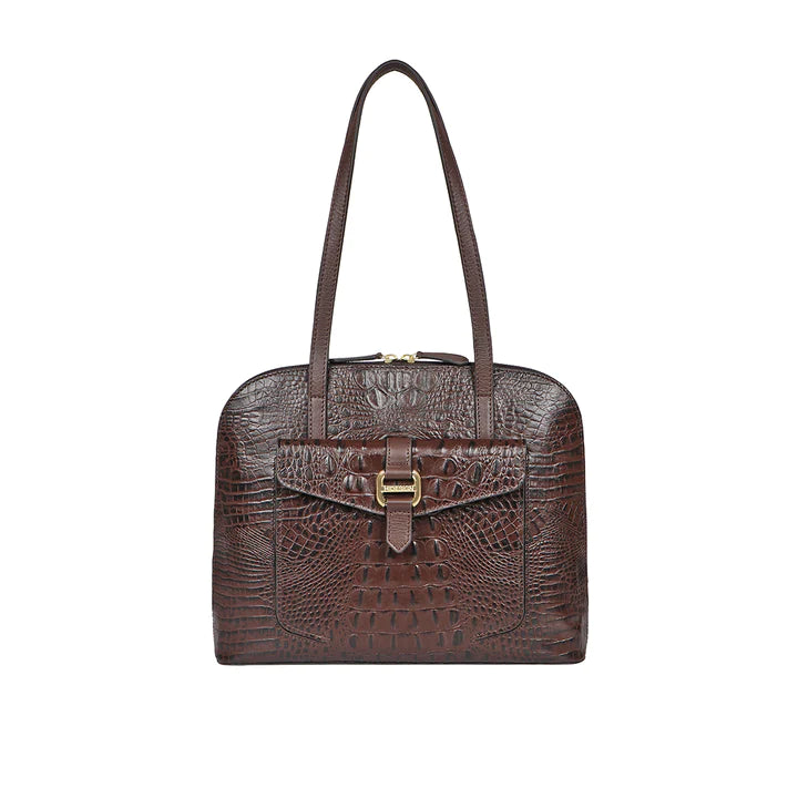 Brown Leather Tote Bag | Elegant Brown Baby Croco Tote Bag