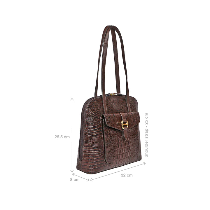 Brown Leather Tote Bag | Elegant Brown Baby Croco Tote Bag