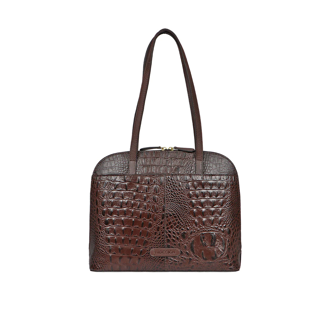 Brown Leather Tote Bag | Elegant Brown Baby Croco Tote Bag