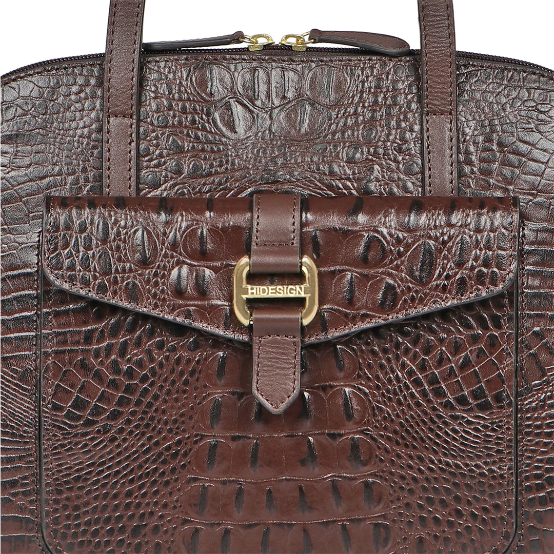 Brown Leather Tote Bag | Elegant Brown Baby Croco Tote Bag