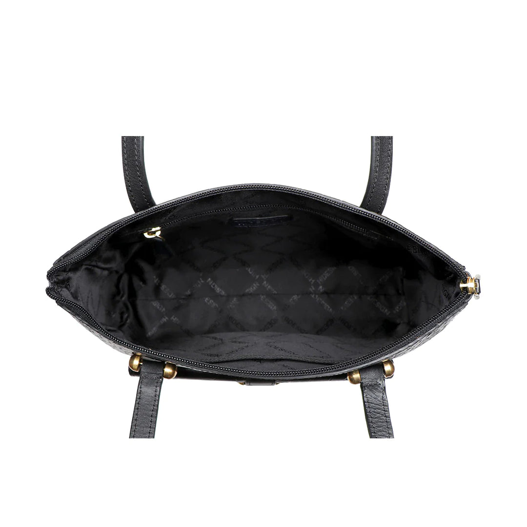 Black Leather Tote Bag | Chic Noir Croco Tote