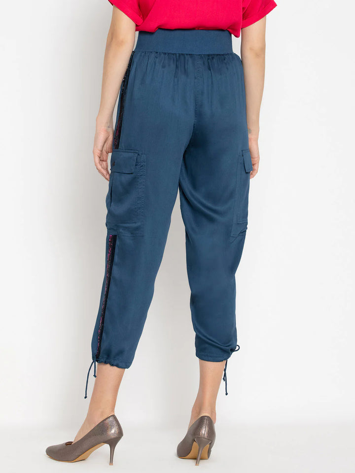 Sequin Cargo Pants for Women | Sequin Embellished Cargo Pants