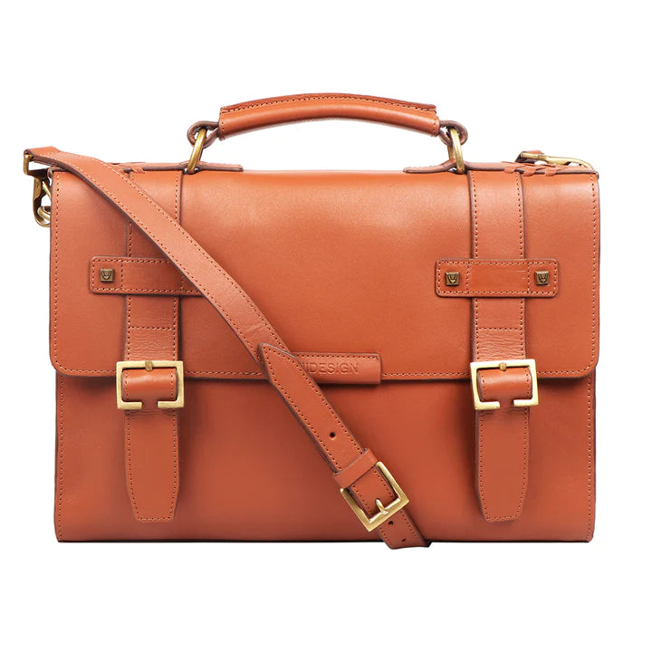 Modern Leather Messenger Bag, Adjustable Straps | Polished Organizer Messenger Bag