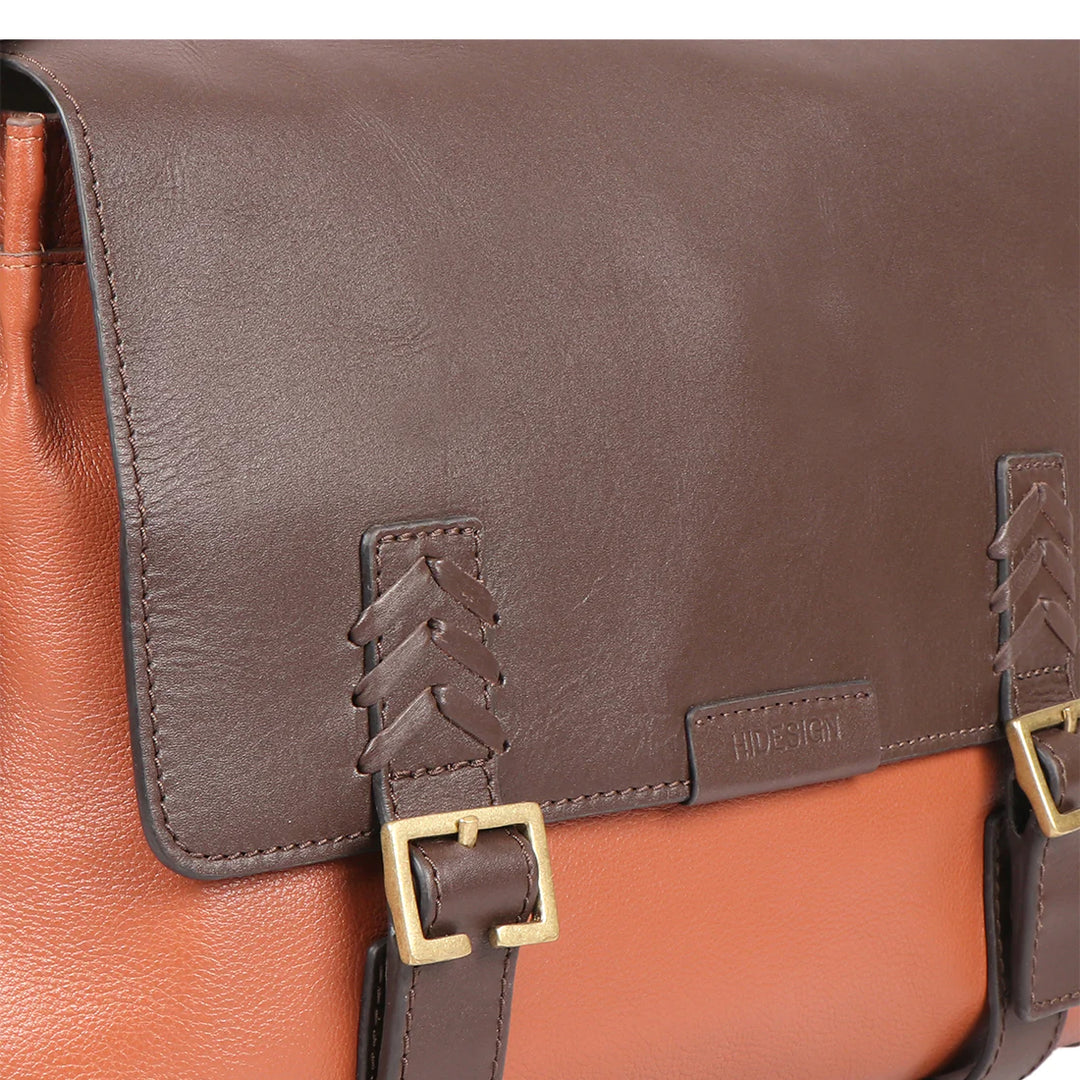 Men's Leather Messenger Bag, Interlacing Detail | Vanguard Men's Messenger Bag