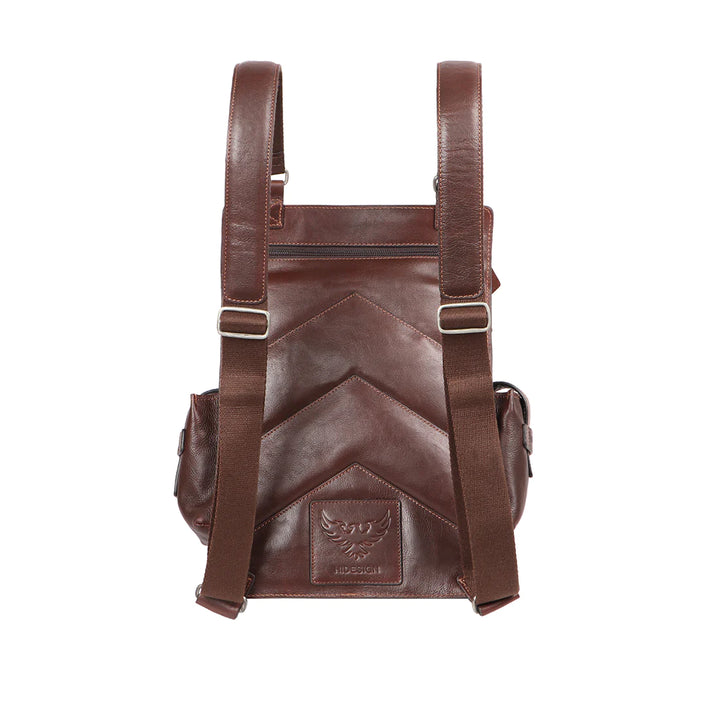 Men's Leather Backpack, Bold Contrast Stitch | Casual Men's Leather Backpack