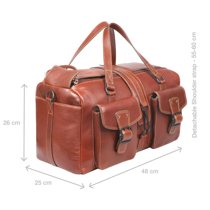 Vegetable-Tanned Leather Travel Bag, Multiple Compartments | Voyager's Companion Travel Bag