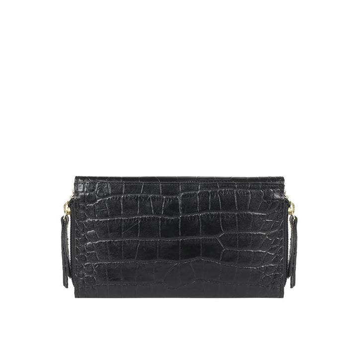 Black Leather Sling Bag | Elegant Croco Sling Bag