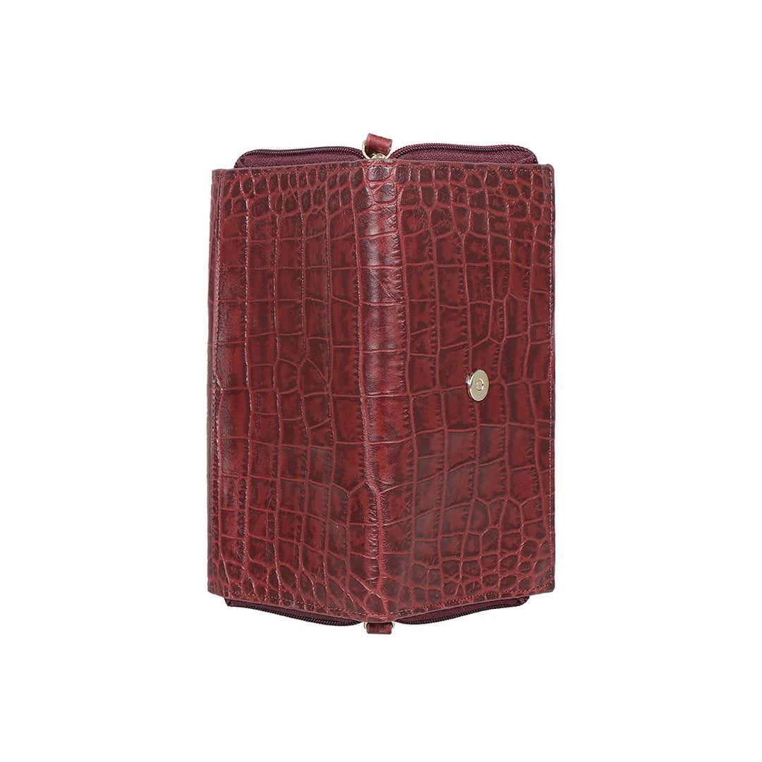 Red Leather Sling Bag | Red Croco Sling Bag
