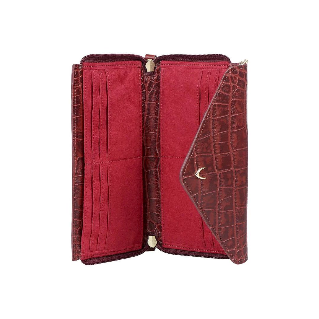 Red Leather Sling Bag | Red Croco Sling Bag