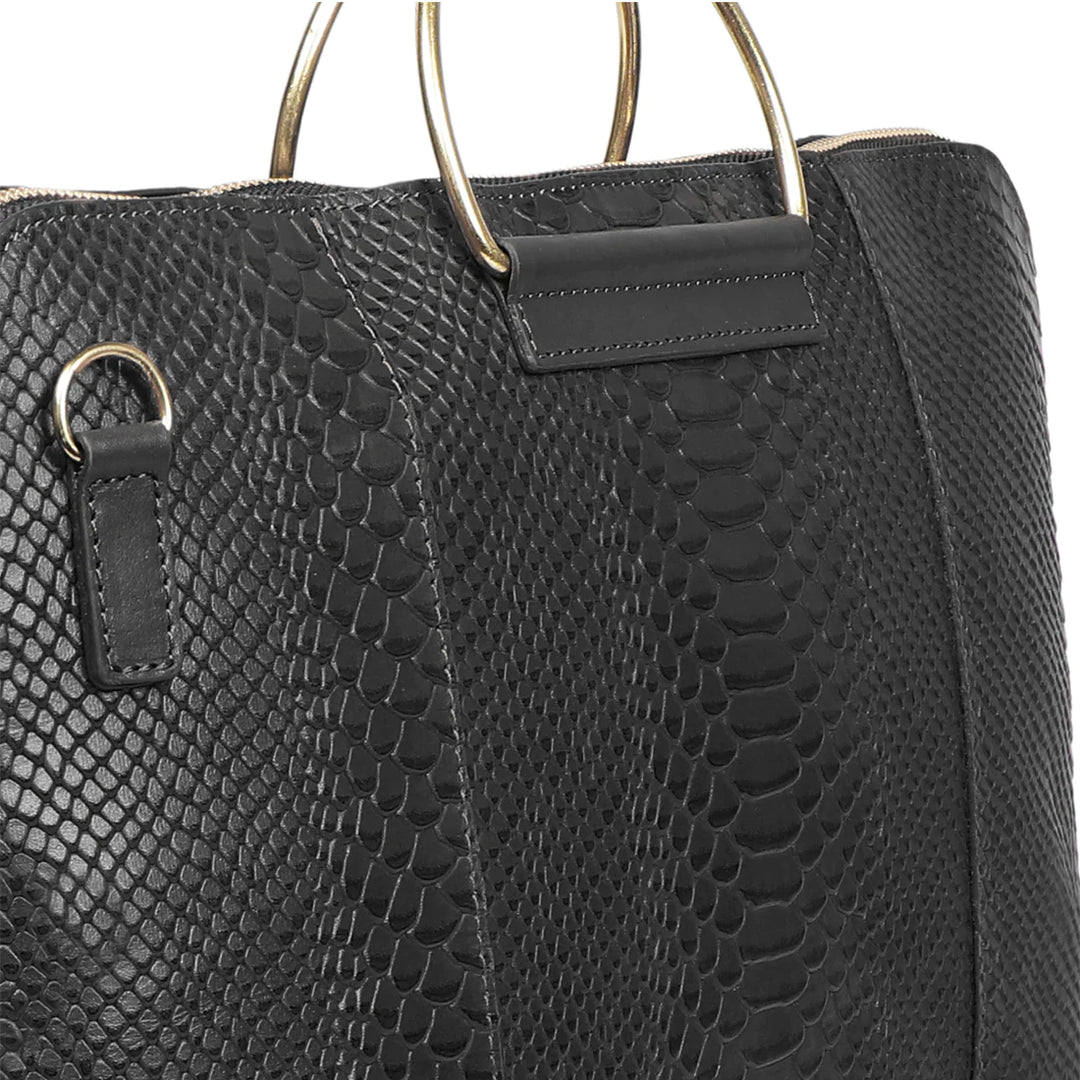 Black Leather Laptop Bag | Chic Professionalism Laptop Bag