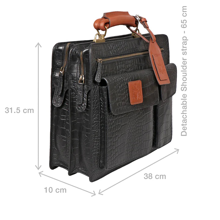 Premium Croco Leather Briefcase, Multiple Compartments | Traveler's Essential Briefcase