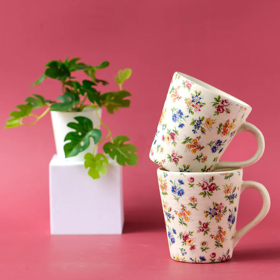 Floral Ceramic Mugs | Vintage Floral Ceramic Mugs