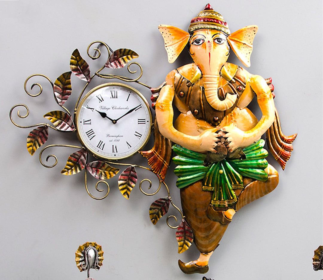 Multicolor Metal Ganesha Wall Clock