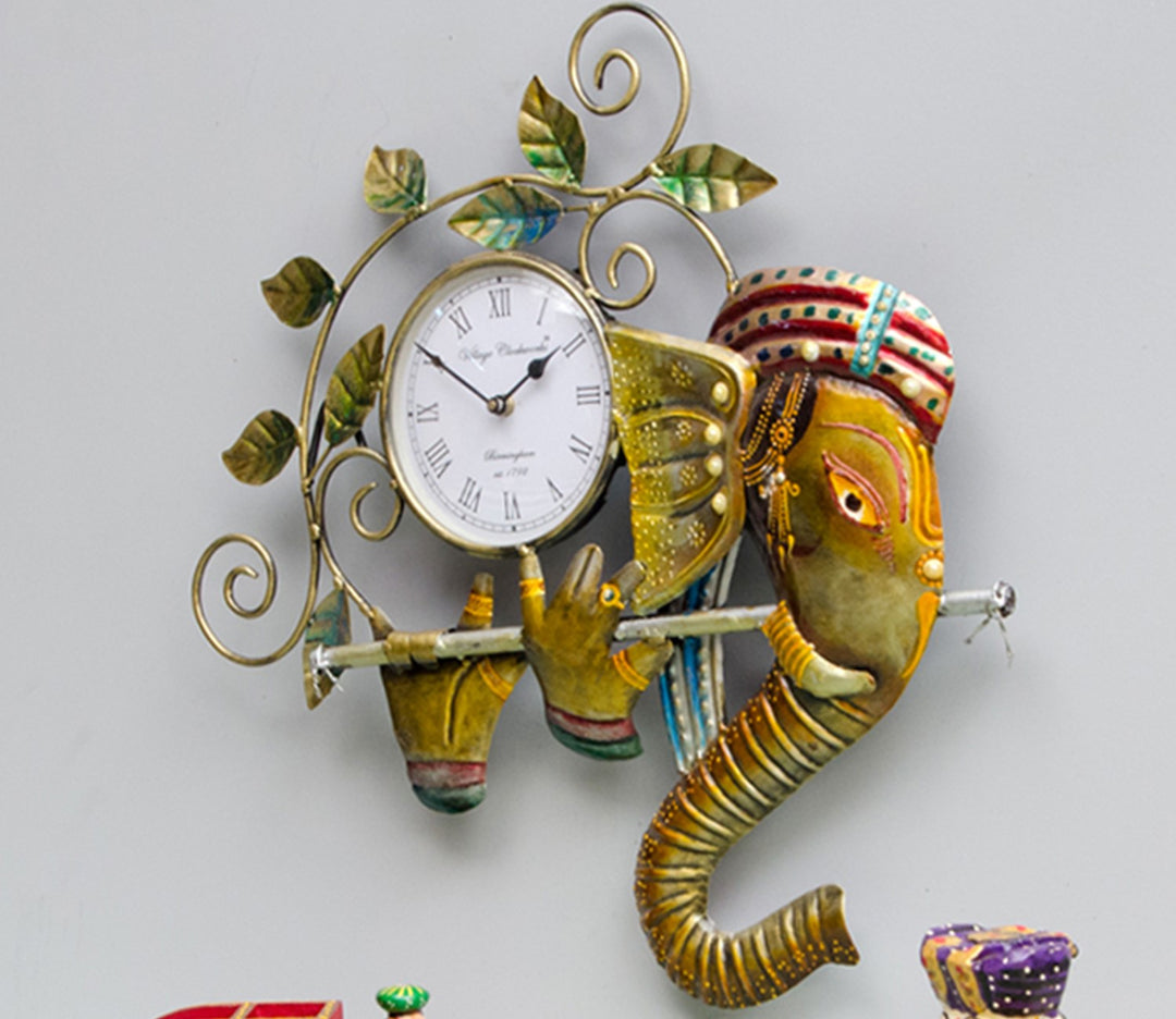 Beautiful Multi-Color Ganesha Iron Wall Clock