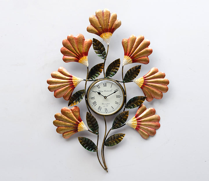 Beautiful Multicolour Floral Iron Wall Clock