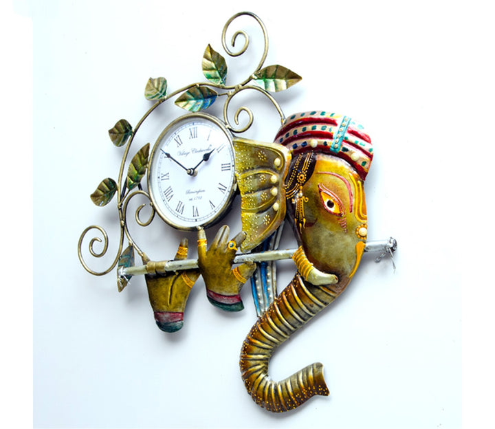 Beautiful Multi-Color Ganesha Iron Wall Clock