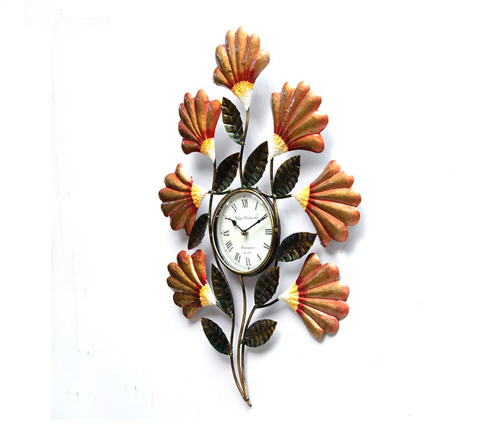 Beautiful Multicolour Floral Iron Wall Clock