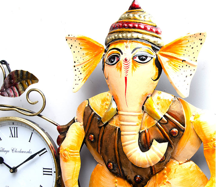 Multicolor Metal Ganesha Wall Clock