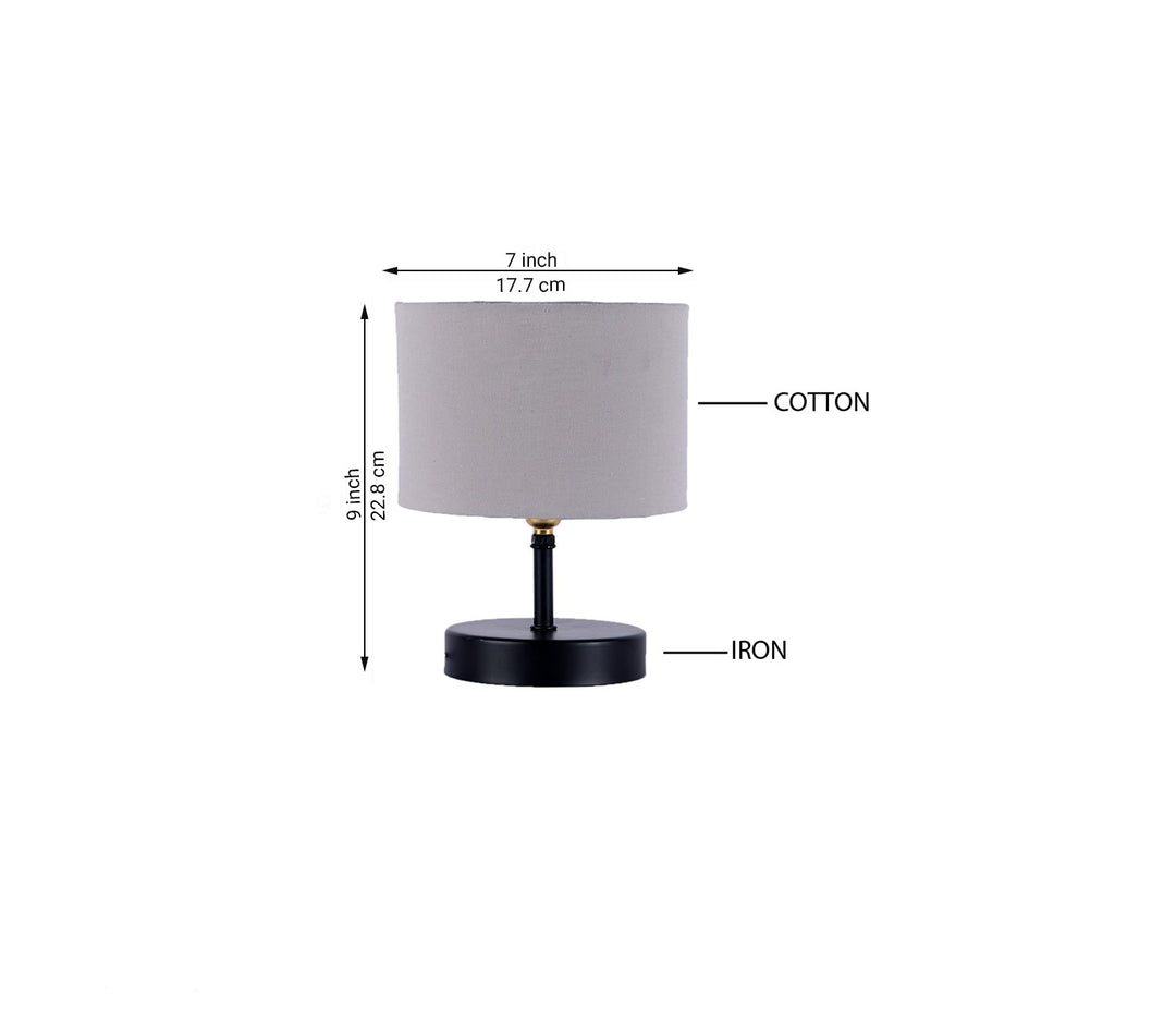 Gray Table Lamp with Cotton Shade (22.9 cm H)