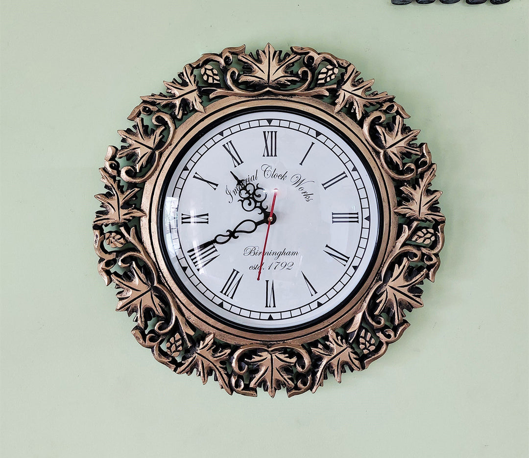 Elegant Golden Grapevine Analog Wall Clock