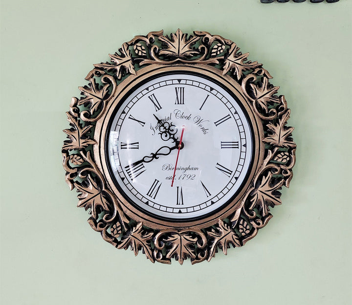 Elegant Golden Grapevine Analog Wall Clock