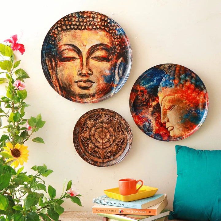 Set of 3 Buddha Wall Plates | Nirvana Wall Plates Set of 3