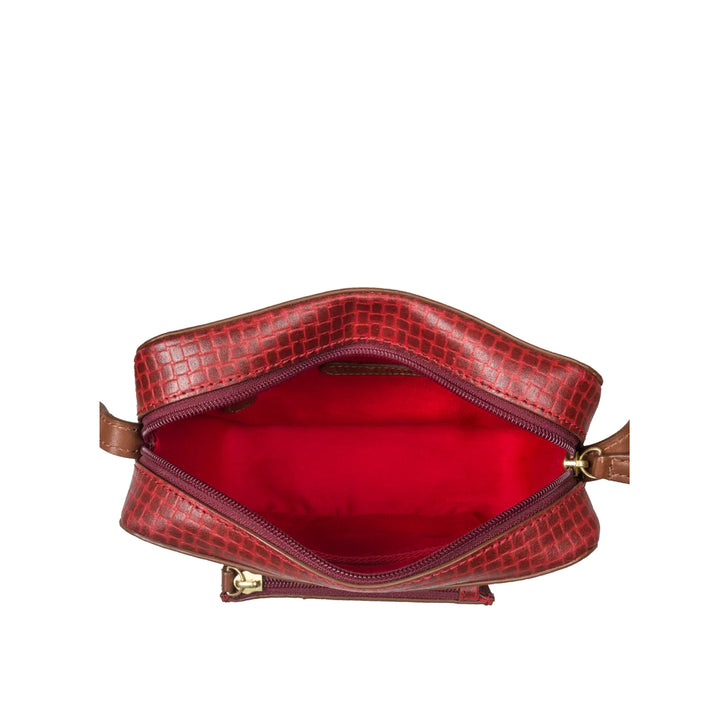 Red Leather Sling Bag | Impressions Red Tan Sling Bag