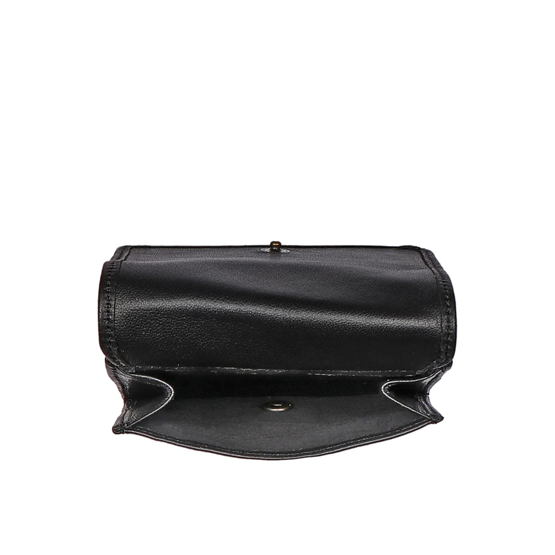 Black Leather Tri-Fold Wallet | Chic Lamb Tri-Fold Wallet