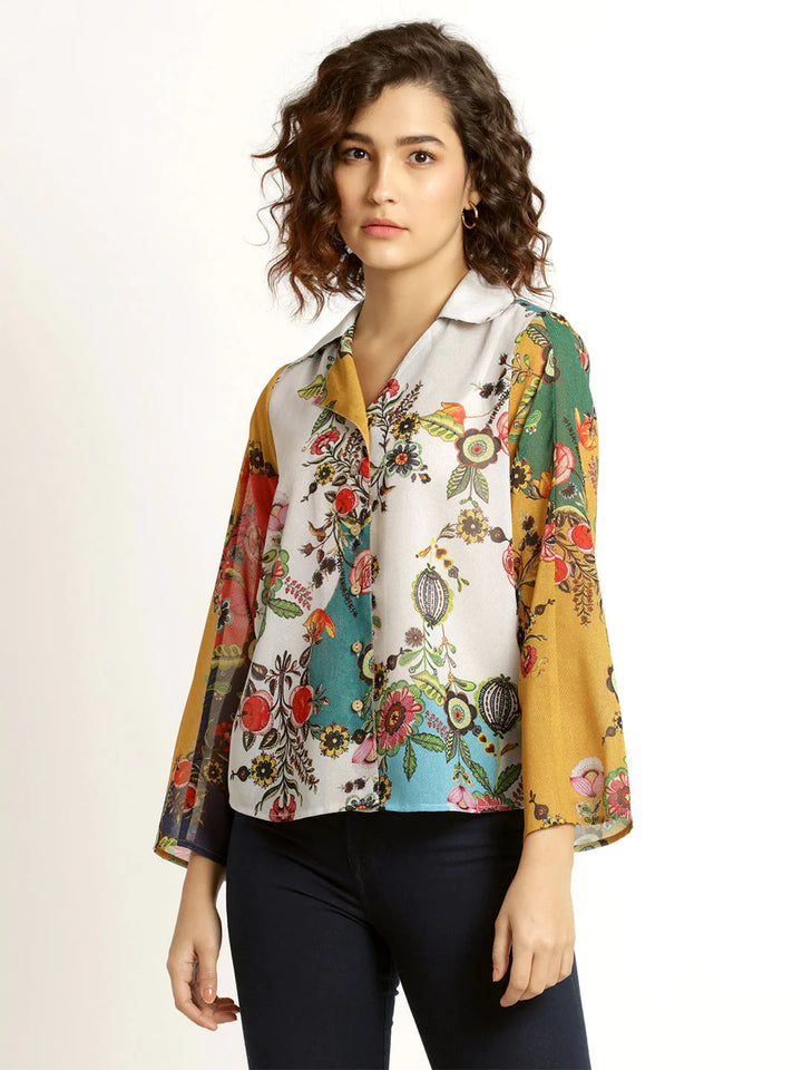 Floral Button-Down Shirt for Women | Boho Bliss Multicolor Shirt