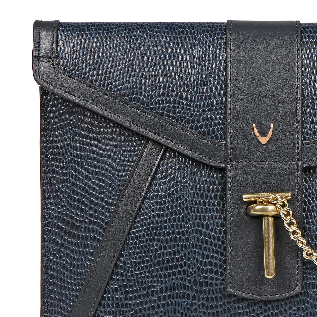 Blue Leather Clutch | Lustrous Elegance Textured Clutch