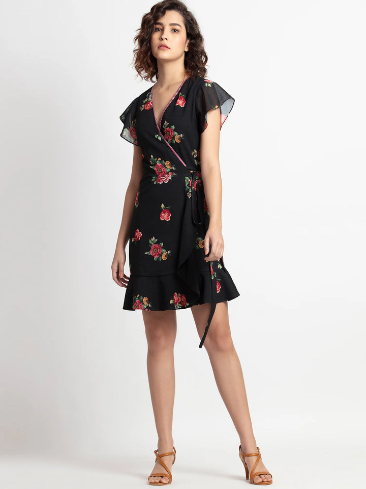 Rose Garden Wrap Dress | Enchanting Rose Garden Wrap Dress