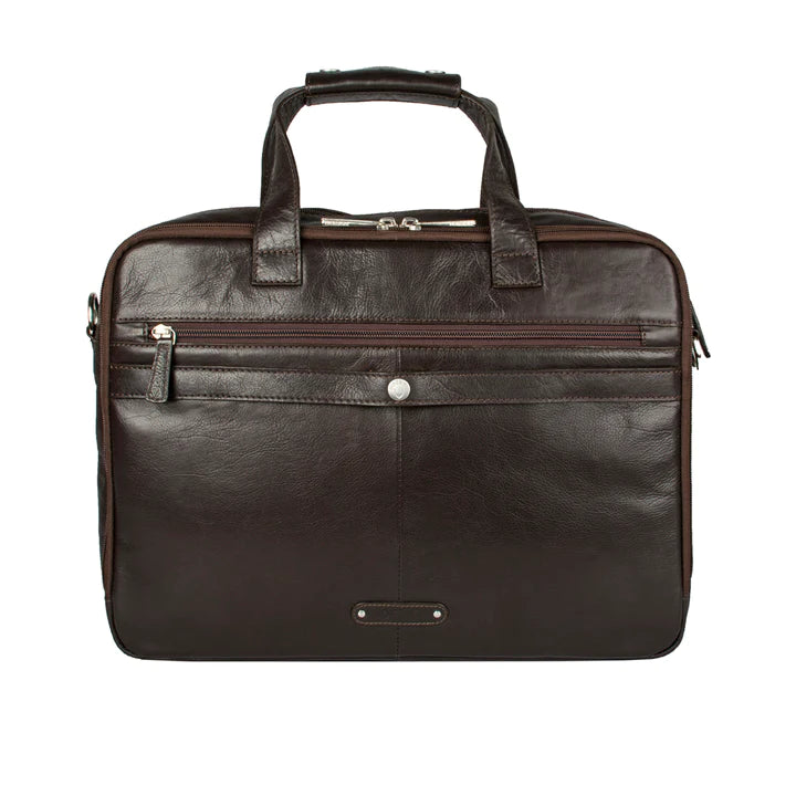 Brown Leather Laptop Bag | Reg Leather Zip Closure Laptop Bag