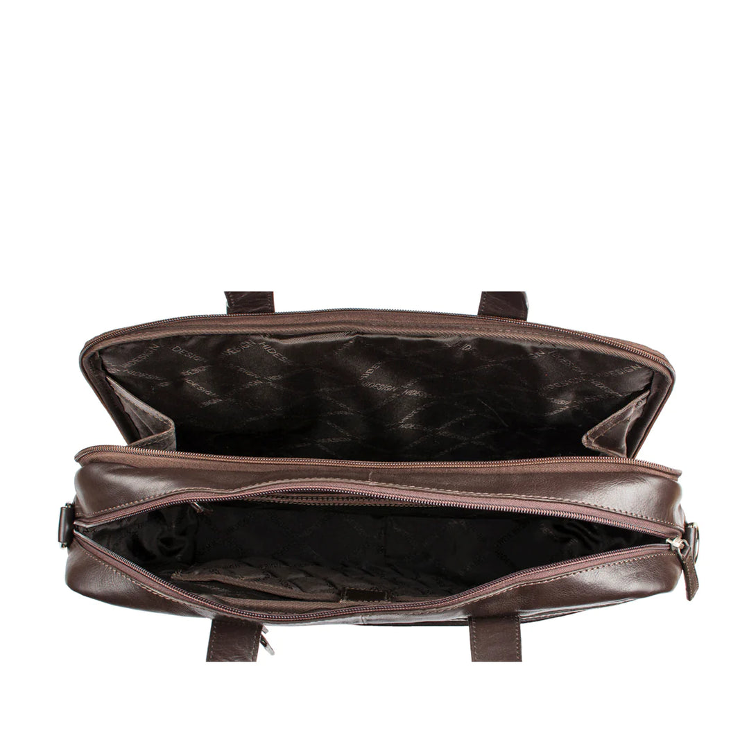 Brown Leather Laptop Bag | Reg Leather Zip Closure Laptop Bag