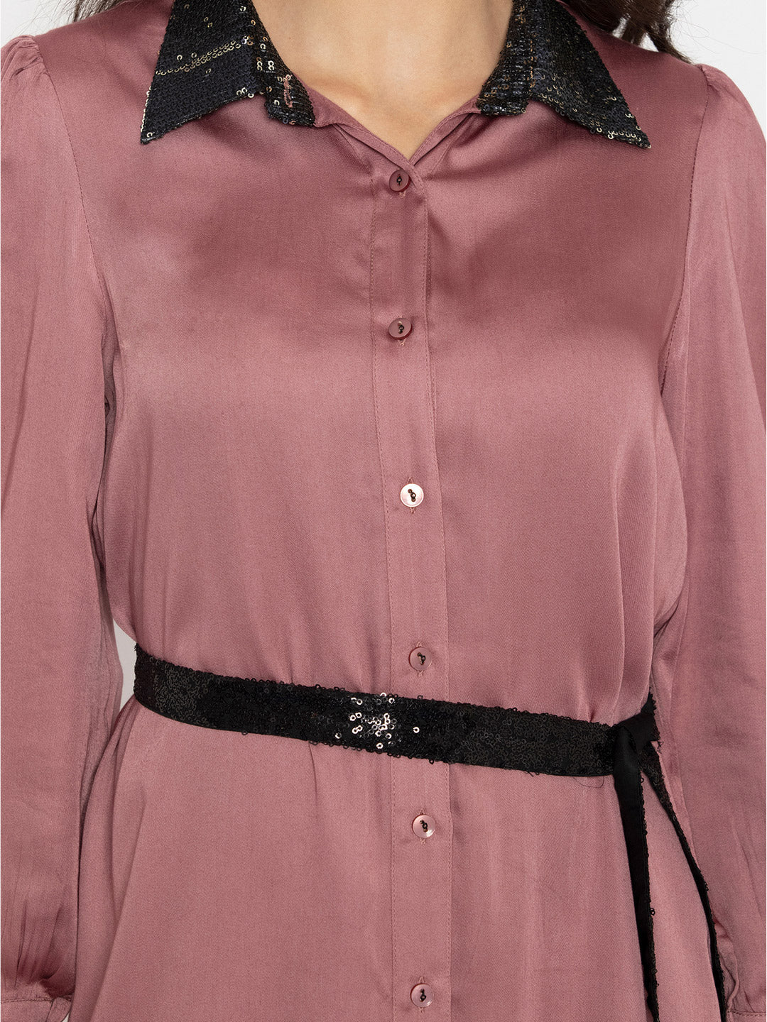 Ava Collar Shirt Dress | Ava Sequin Collar Shirt Dress