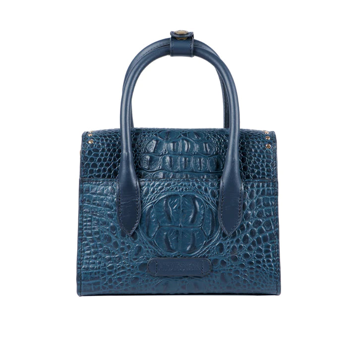Blue Leather Sling Bag | Punk Rockstar Blue Croco Sling Bag