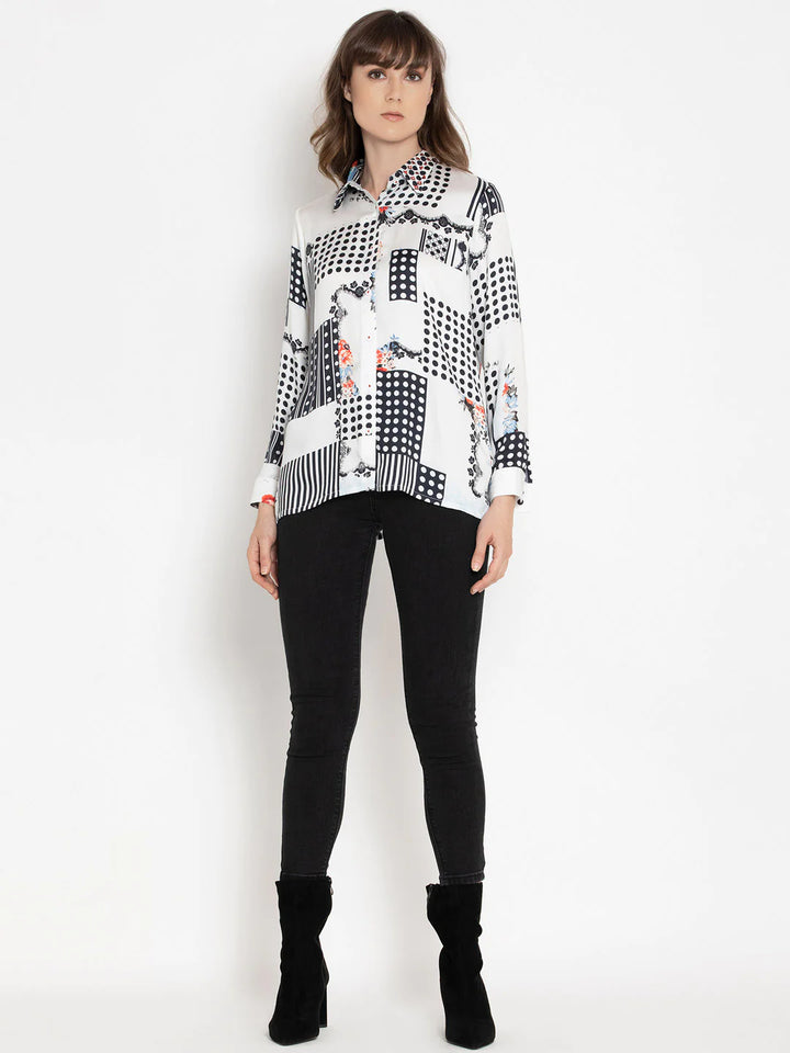 Polka Dots Shirt for Women | Monochrome Polka Elegance Shirt