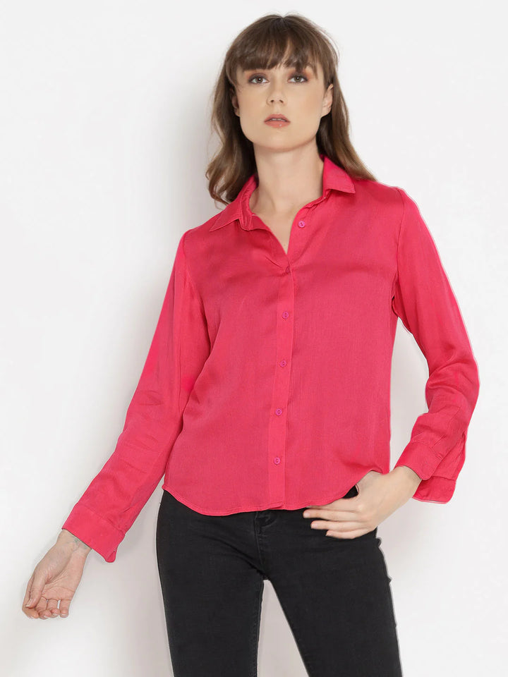 Red Button-Down Shirt | Luxe Fuchsia Button-Down Shirt