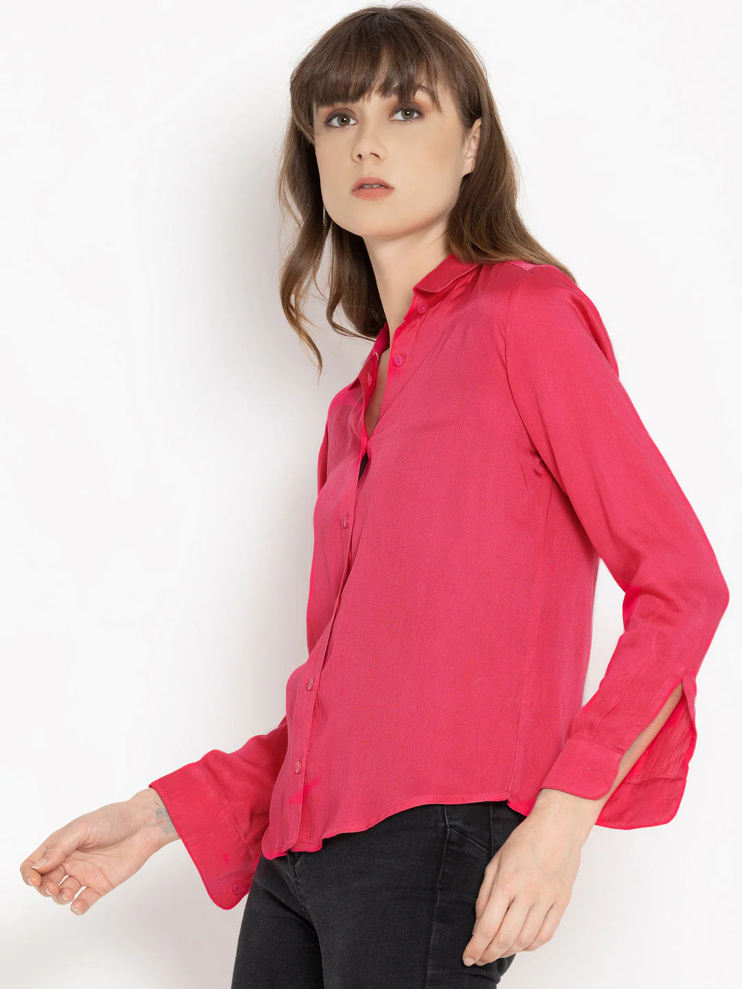 Red Button-Down Shirt | Luxe Fuchsia Button-Down Shirt