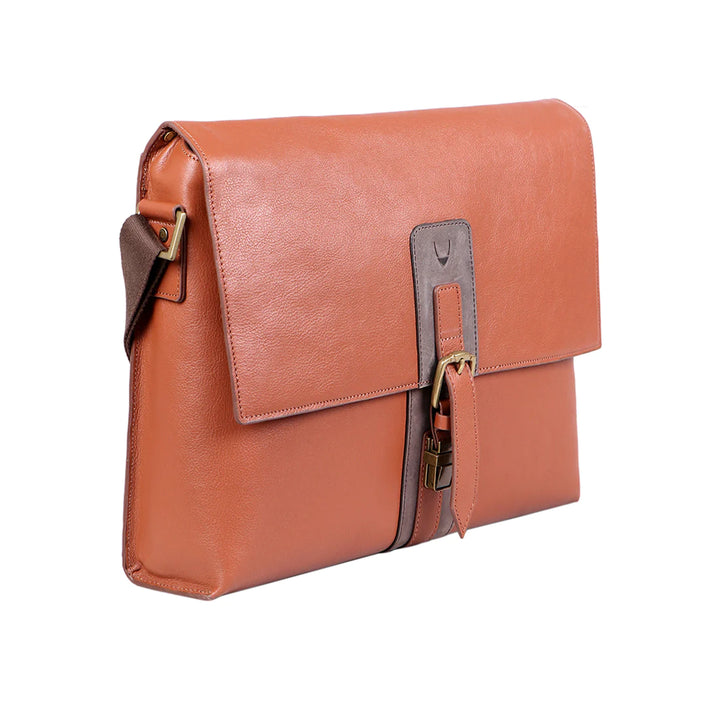 Men's Tan Leather Messenger Bag, Adjustable Straps | Tan Regular Men's Messenger Bag