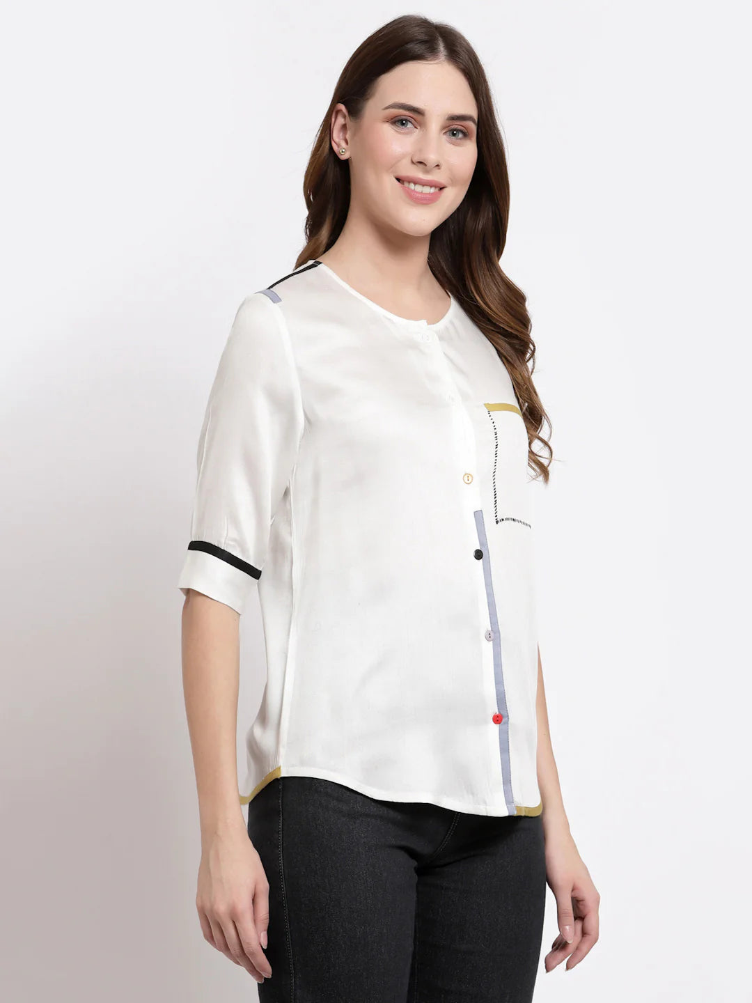 White Button-Down Shirt for Women | Whimsical White Button-Down Shirt